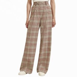NWT Scotch & Soda Rose High Rise Wide Leg Check Pant-Prince Of Wales Size 26
